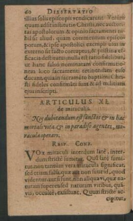Articulus XI. de miraculis.