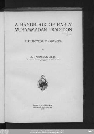 A handbook of early Muhammadan tradition