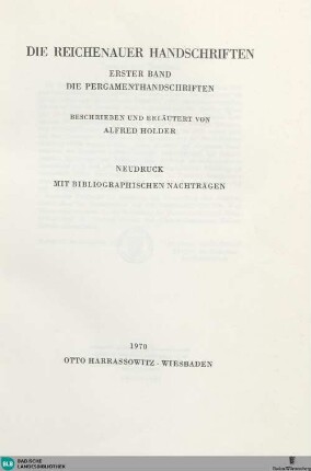 5: Die Reichenauer Handschriften : Die Pergamenthandschriften