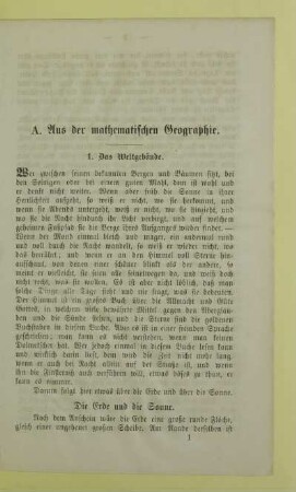 A. Aus der mathematischen Geographie