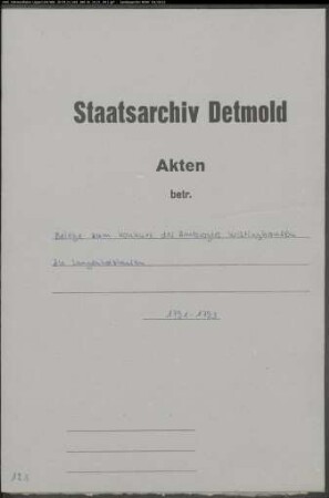 Belege zum Konkurs des Amtsvogtes Wistinghausen zu Langenholzhausen