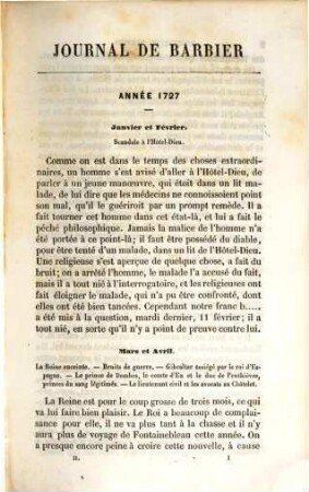 Chronique de la régence et du règne de Louis XV (1718-1765) ou journal de Barbier. Série 2, 1727-1734