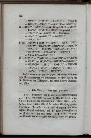 C. Die Wurzeln der Gleichungen.