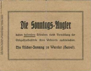 Angelkarte, 1917