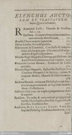 ELENCHUS AUCTORUM ET TRACTATUUM hujus Quarti voluminis.