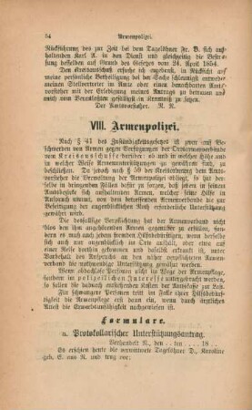 VIII. Armenpolizei