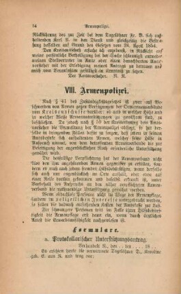 VIII. Armenpolizei