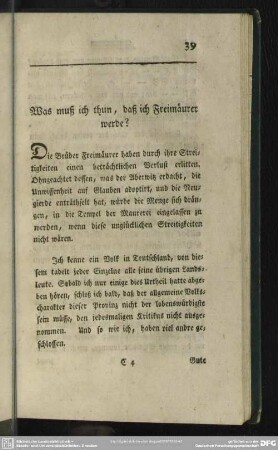 Was muß ich thun, daß ich Freimäurer werde?