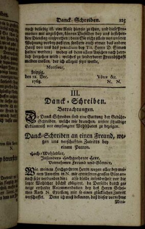 III. Danck-Schreiben.