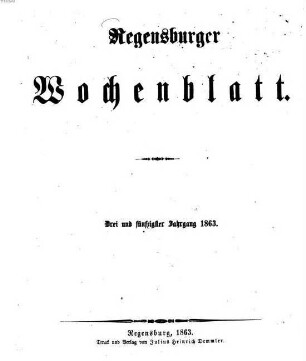 Regensburger Wochenblatt. 53. 1863