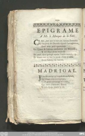 Epigramme A Mr. le Marquis de la Fare.