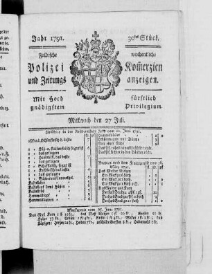30tes Stück., Ausgabe vom 27. Juli 1791