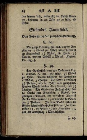 Siebendes Hauptstück. Von Aufreißung der jonischen Ordnung.
