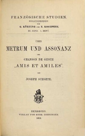 Französische Studien. 3. 1882