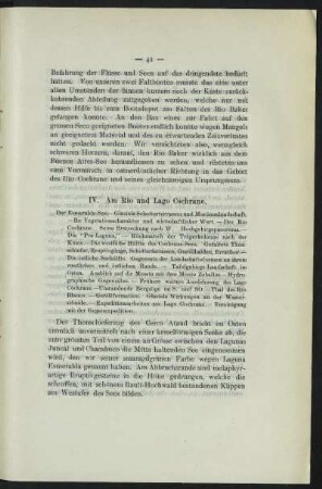IV. Am Rio und Lago Cochrane.