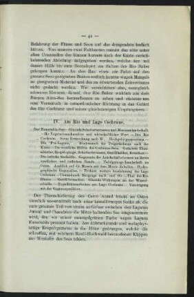 IV. Am Rio und Lago Cochrane.