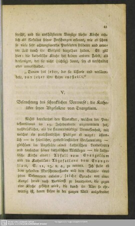 V. Beleuchtung des schrecklichen Vorwurfs: die Katholiken seyen Abgefallene vom Evangelium