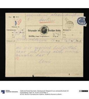 Glückwunsch-Telegramm zur Leinwandhochzeit (35. Hochzeitstag)