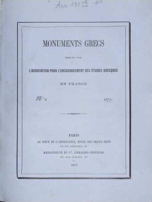 Monuments grecs, 1. 1877 = Nr. 6