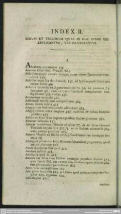 Index II. Rerum Et verborum Quae In Hoc Opere Vel Explicantur, Vel Illustrantur