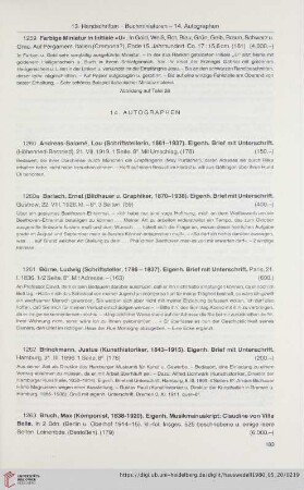 14. Autographen (Nr. 1260-1351)