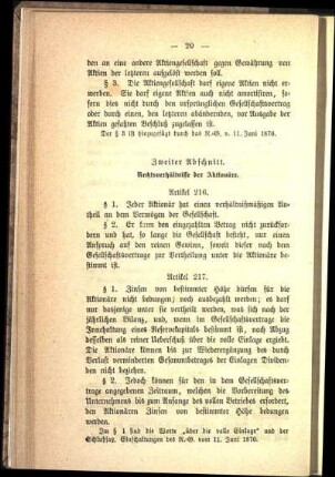 Zweiter Abschnitt. Rechtsverhältnisse der Aktionäre.