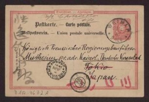 Schreiben an Hermann Muthesius (Postkarte)