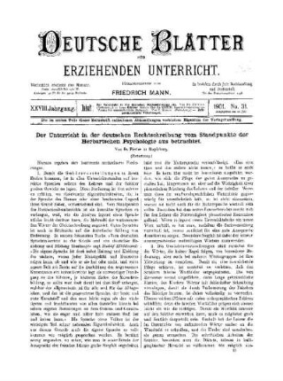 Der Unterricht in der deutschen Rechtschreibung vom Standpunkte der Herbartschen Psychologie aus betrachtet : (Fortsetzung)