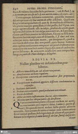 Regula XX. Nullus pluribus uti defensionibus prohibetur