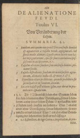 De Alienatione Feudi. Titulus VI. Von Veränderung der Lehen.