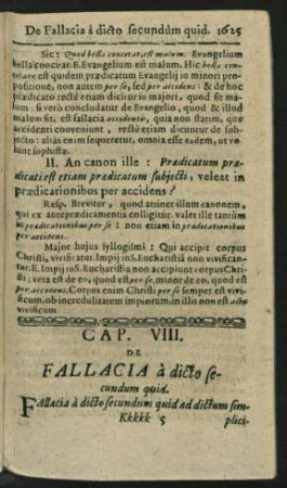 Cap. VIII. De Fallacia a dicto secundum quid.