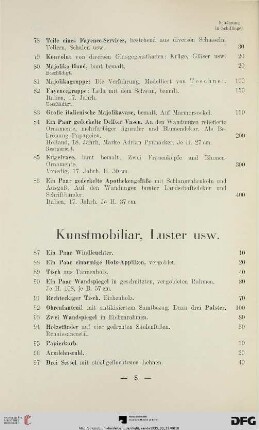 Kunstmobiliar, Luster usw. (Nr. 87-156)