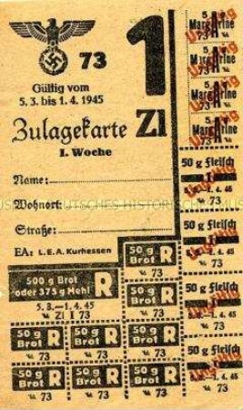 Lebensmittelmarken - Zulagekarte Zl 73