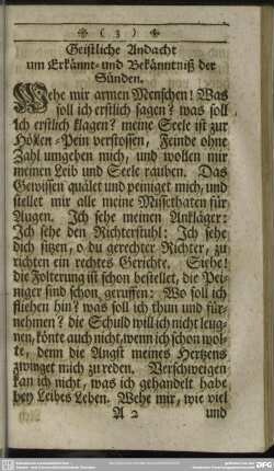 Geistliche Andacht um Erkännt-und Bekänntniß der Sünden