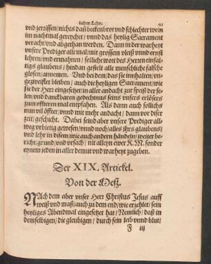Der XIX. Artickel.