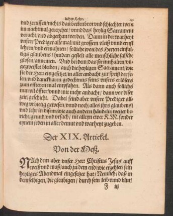 Der XIX. Artickel.