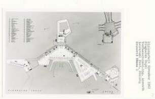 Flughafen Tegel, Berlin-Reinickendorf (Diplomarbeit bei Peter Poelzig): Empfang, Gepäck, Ebenen 0 - 1, Grundrisse 1:500