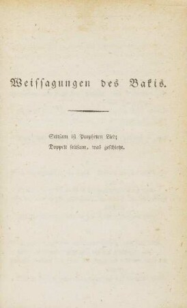 Weissagungen des Bakis.
