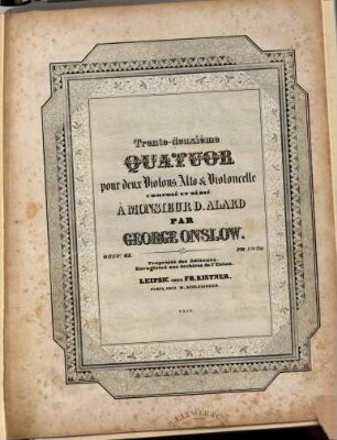 Trente-deuxième quatuor pour deux violons, alto & violoncelle : oeuv. 63