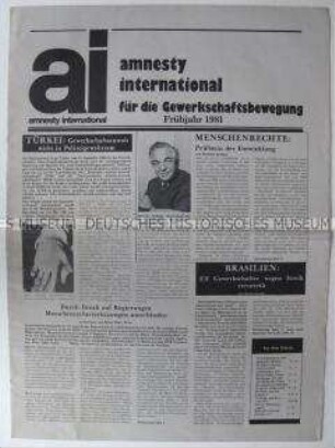Monatszeitung von "Amnesty International" für die Gewerkschaftsbewegung