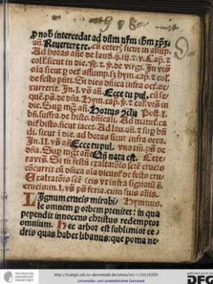 Exaltationis sancte crucis in primis vesperis psalmi feriali cum suis antiphonis