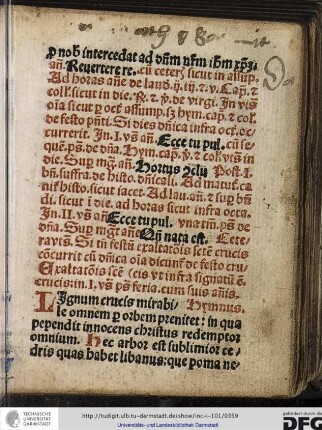 Exaltationis sancte crucis in primis vesperis psalmi feriali cum suis antiphonis