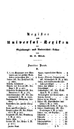 Register zum Universal-Lexicon der Erziehungs- und Unterrichts-Lehre