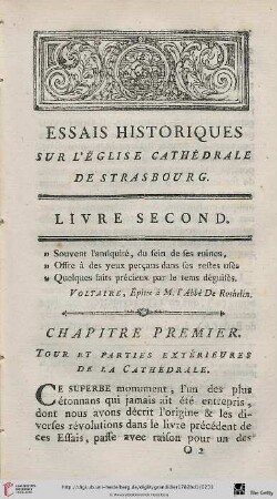 Chapitre premier: Tour et parties extérieures de la Cathédrale