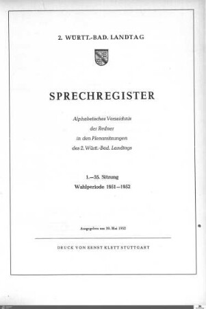 Sprechregister, 1951-1952