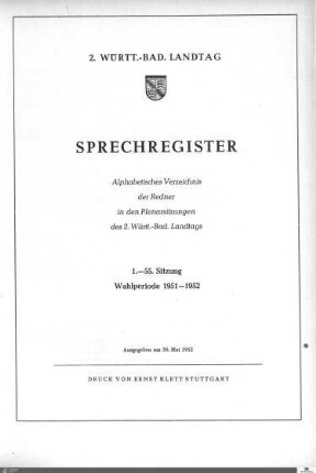 Sprechregister, 1951-1952