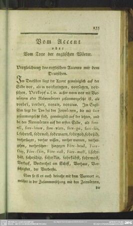 Vom Accent oder Vom Tone der englischen Wörter