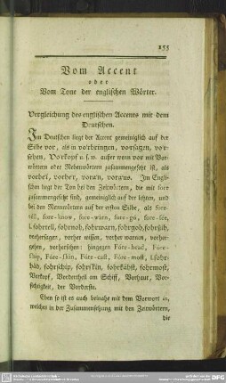 Vom Accent oder Vom Tone der englischen Wörter