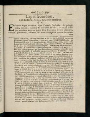 23-38, Caput secundum, quo historia Formulae Consensûs conditur.