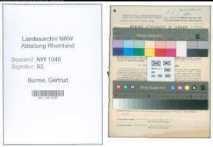 Entnazifizierung Gertrud Bunne , geb. 25.09.1910 (Studienassessorin)